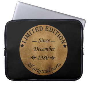 born in december 1980 vintage birthday laptop sleeve