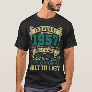 Born In February 1957 Vintage 65th Birthday Party  T-Shirt