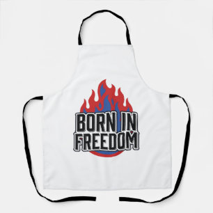 Born In Freedom Flame Vintage Engraving Shirt Desi Apron