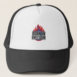 Born In Freedom Flame Vintage Engraving Shirt Desi Trucker Hat