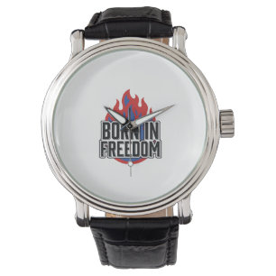 Born In Freedom Flame Vintage Engraving Shirt Desi Watch
