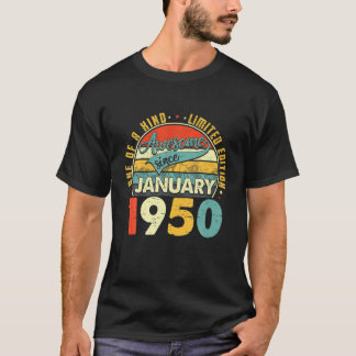 Born In January 1950 72Nd Birthday Gift Retro 72 Y T-Shirt