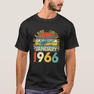 Born In January 1966 56Th Birthday Gift Retro 56 Y T-Shirt