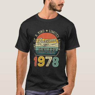 Born In January 1978 44 Yrs Tee Vintage 44Th Birth