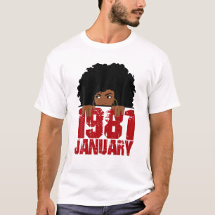 Born In January 1981 40Th Birthday Black Women Gif T-Shirt