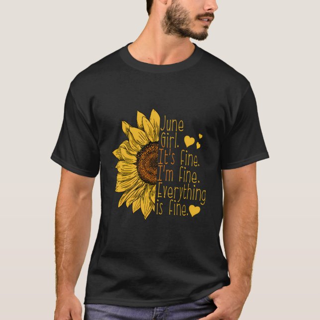 Born In June Sunflower Birthday Gift Women Funny T-Shirt (Front)