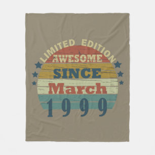 born in march 1999 vintage birthday fleece blanket