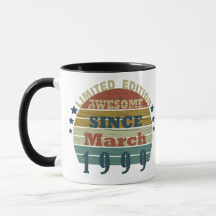 born in march 1999 vintage birthday gift mug