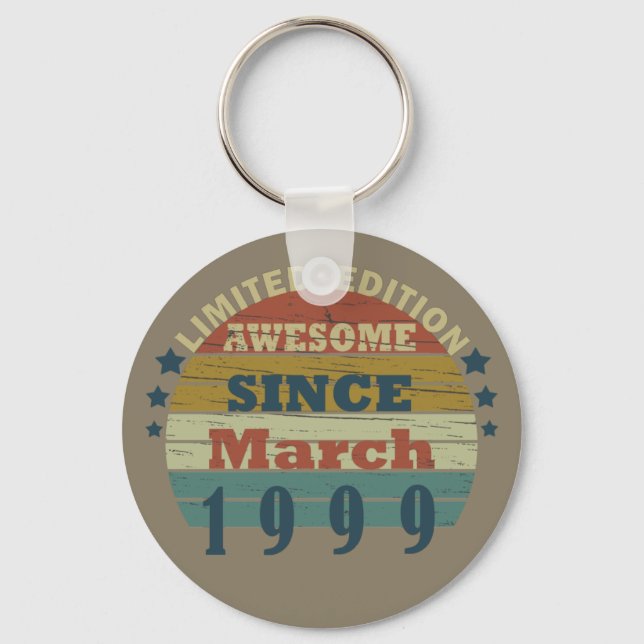 born in march 1999 vintage birthday key ring (Front)