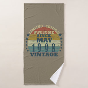 Born in may 1998 vintage birthday bath towel
