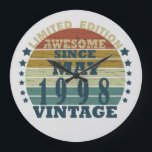 Born in may 1998 vintage birthday large clock<br><div class="desc">You can add some originality to your wardrobe collection with this vintage retro sunset graphic design with awesome typography font lettering, a great gift for men, women, husbands, wives, girlfriend, and a boyfriend who will love this one-of-a-kind artwork. The best and most fun holiday present for your happy birthday party....</div>