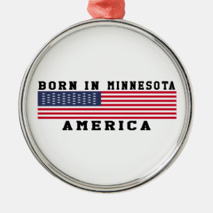 Born In Minnesota Metal Tree Decoration