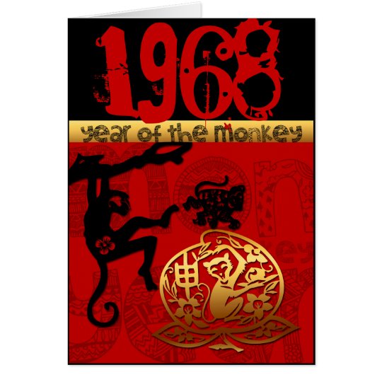 Born in Monkey Year 1968 - Chinese astrology Card