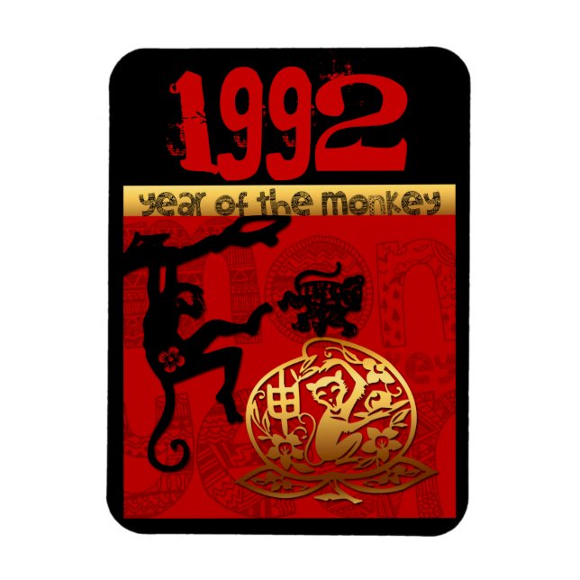 Born in Monkey Year 1992 - Chinese astrology Magnet (Vertical)