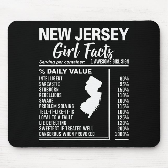 Born In New Jersey - New Jersey Girl Facts  Mouse Mat (Front)