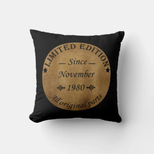 born in november 1980 vintage birthday cushion