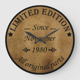 Born in november 1980 vintage birthday gift large clock