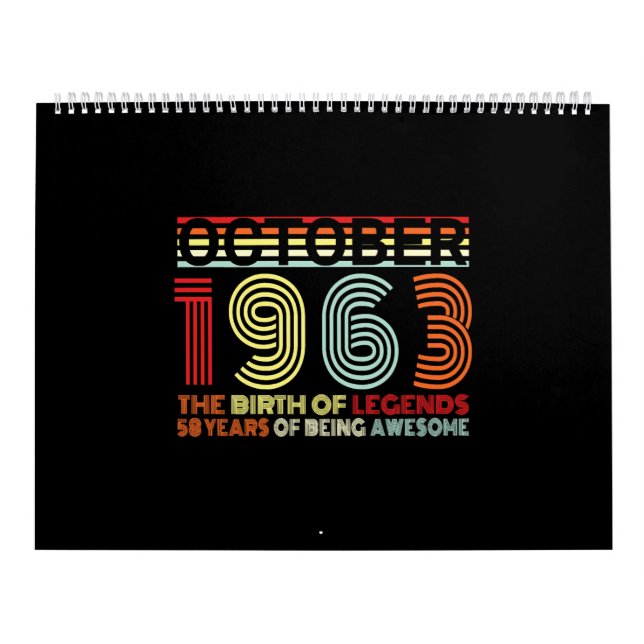 Born In October 1963 Gift Calendar (Cover)