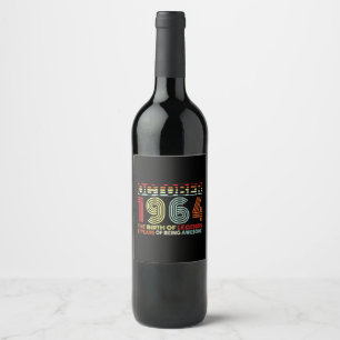 Born In October 1964 Gift Wine Label