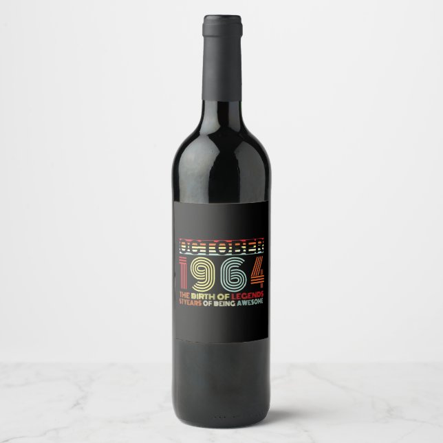 Born In October 1964 Gift Wine Label (Front)