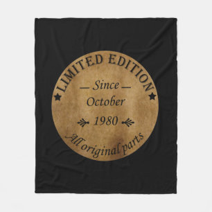 Born in october 1980 vintage birthday gift fleece blanket