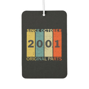 Born In October 2001 Funny Birthday Retro Quote Car Air Freshener