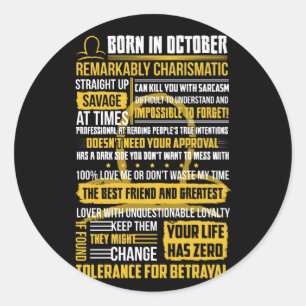 Born in October Facts Classic Round Sticker