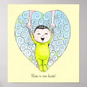 Born in our Heart Baby Boy wall art