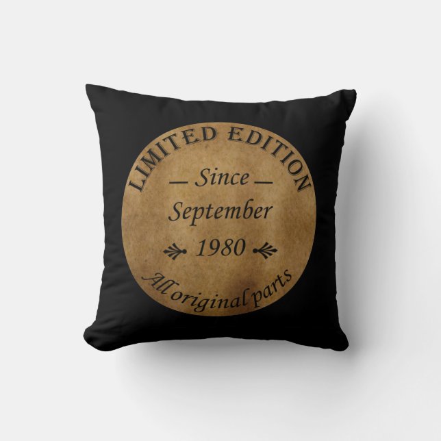 born in september 1980 vintage birthday cushion (Front)