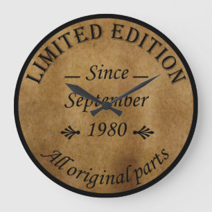 Born in September 1980 Vintage Birthday Gift Large Clock