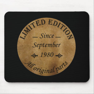 Born in September 1980 Vintage Birthday Gift Mouse Mat