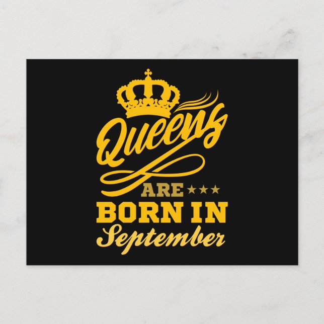 BORN IN SEPTEMBER Birthday Queen Women Girls Postcard (Front)