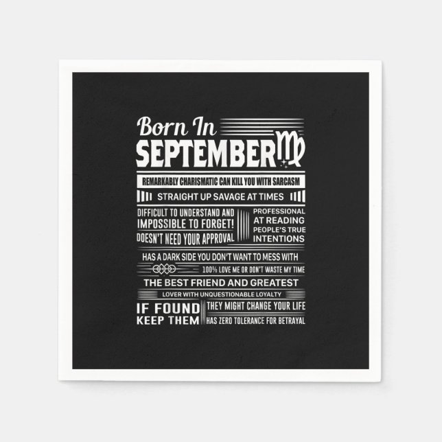 Born in september virgo funny birthday gift napkin (Front)