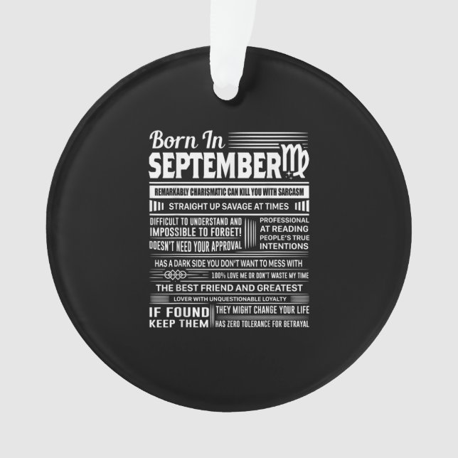 Born in september virgo funny birthday gift ornament (Front)