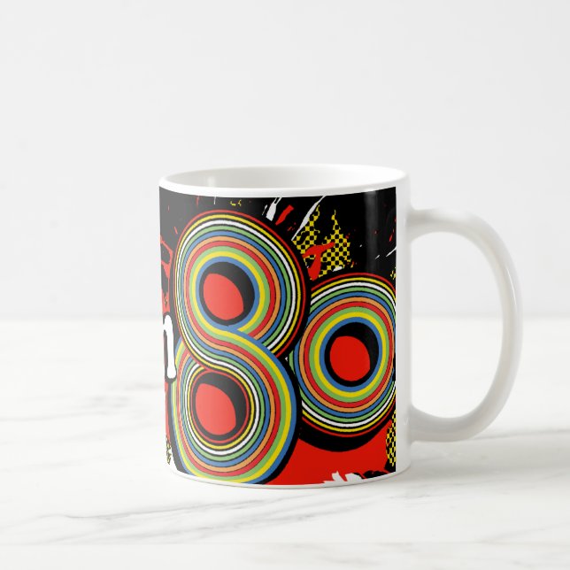 Born in the 80's black logo retro mug (Right)