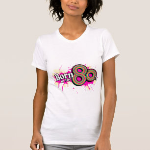 Born in the 80's ladies multi-pink logo tee