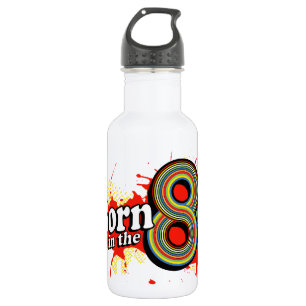 "Born in the 80's" retro white drinks bottle