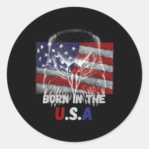 Born In The U.s.a Eagle Silhouette Patriotic Flag Classic Round Sticker