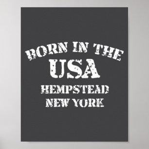 Born In The Usa Hempstead New York Distressed Look Poster