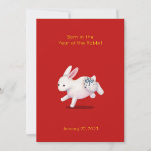 "Born in the Year of the Rabbit" Baby Announcement