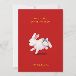 "Born in the Year of the Rabbit" Baby Announcement
