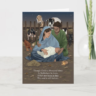 Born in Thee Nativity Christmas Card