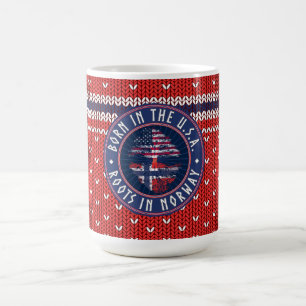 "Born in USA · Roots in Norway" Blue with Sweater Coffee Mug