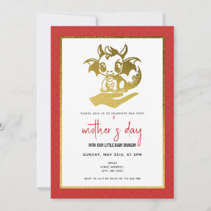 Born In Year of the Dragon Red First Mother' Day Invitation
