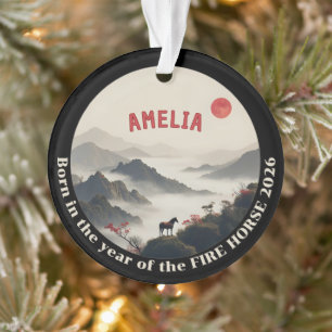 Born in Year of the Horse 2026 Chinese Mountain  Ornament