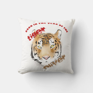 Born in year of Tiger Watercolor 2022 Baby Cushion