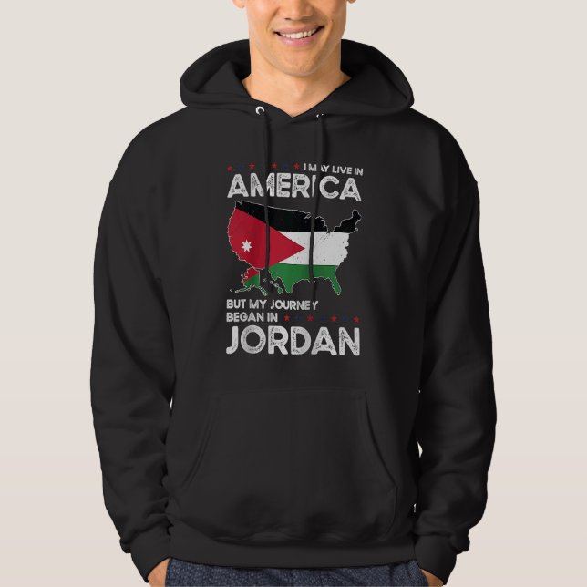 Born Jordanian Jordan American USA Citizenship Rag Hoodie (Front)