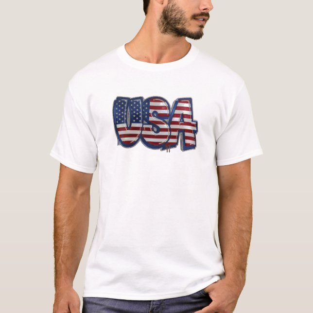 Born Live Die in USA Patriotic American Flag T-Shirt (Front)