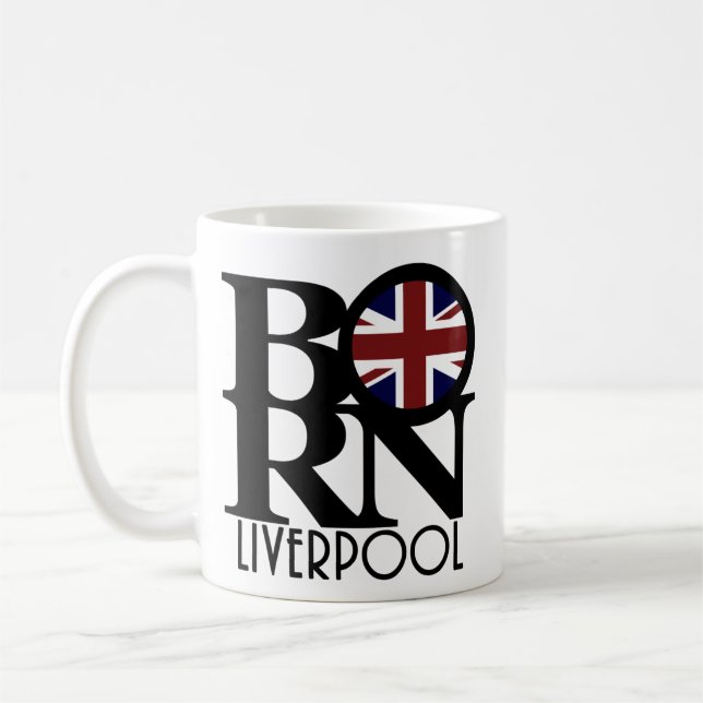 BORN Liverpool England (UK Flag) 11oz Coffee Mug (Left)