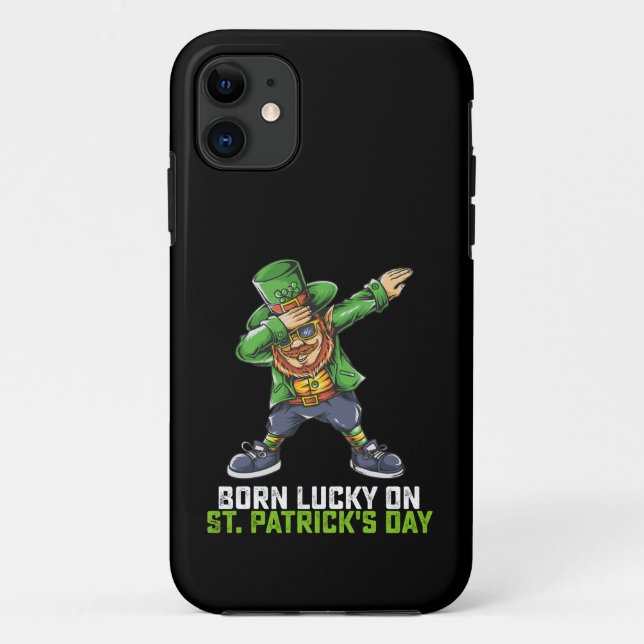 Born Lucky On St Patrick's Day Dabbing Birthday Case-Mate iPhone Case (Back)